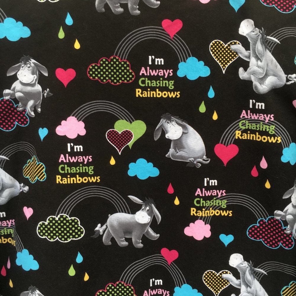 Disney Scrub Top.Eeyore Chasing Rainbows Large View 6
